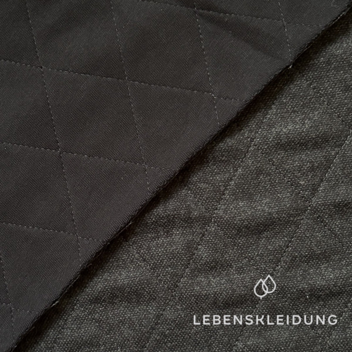 Flanelle matelassée Re-Life à motif moucheté - anthracite moucheté – Gros plan