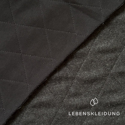 Flanelle matelassée Re-Life à motif moucheté - anthracite moucheté – Gros plan