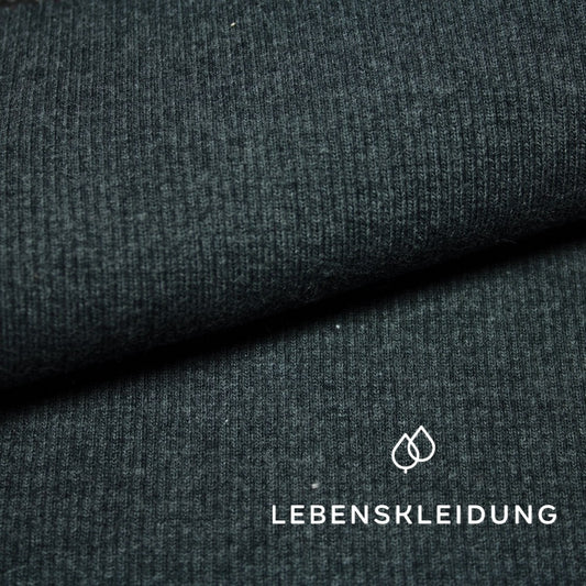 Organic RIB 2x1 (cuffs) - Black melange sample