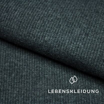 Bio RIB 2x1 (Bündchen) - Schwarz meliert Muster – Nahaufnahme