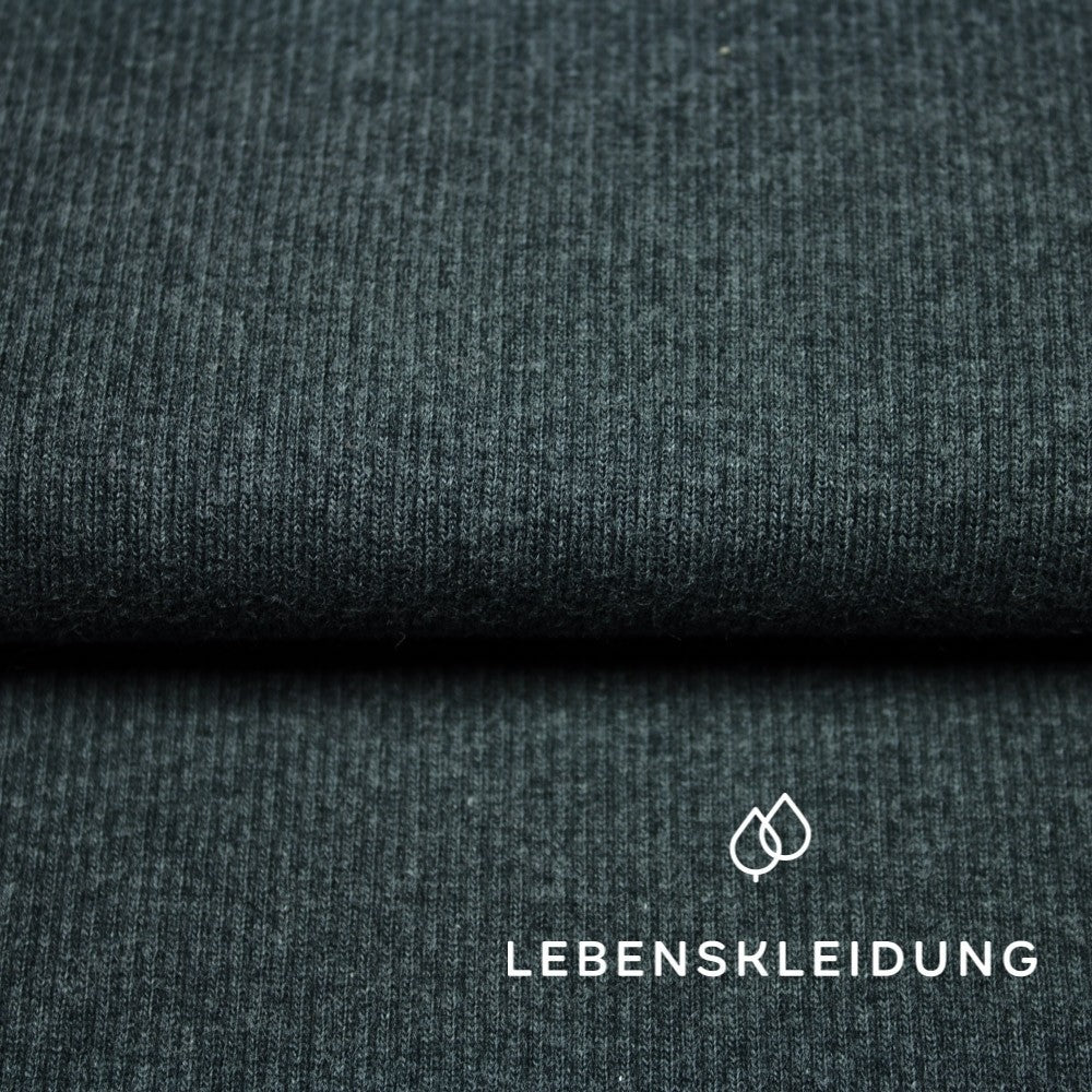 Bio RIB 2x1 (Bündchen) - Schwarz meliert Muster – Detailansicht