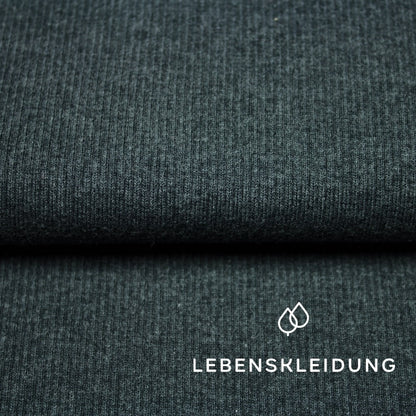 Bio RIB 2x1 (Bündchen) - Schwarz meliert Muster – Detailansicht