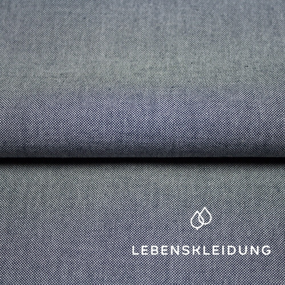 Bio Canvas Stoff - Natur-Blau Muster – Detailansicht