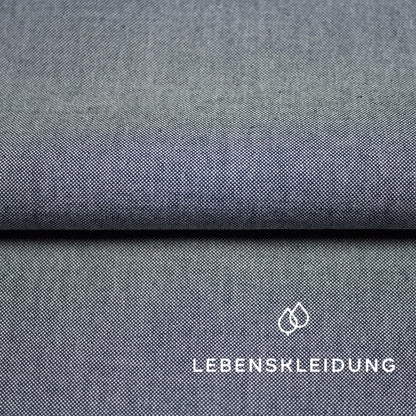 Bio Canvas Stoff - Natur-Blau Muster – Detailansicht