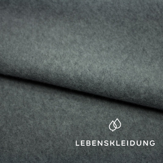 Bio Fleece Stoff - Grau meliert - dunkel