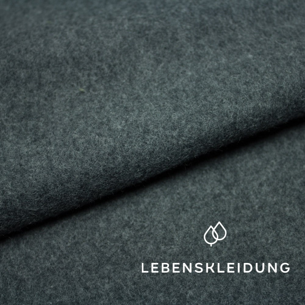 Bio Fleece Stoff - Schwarz meliert