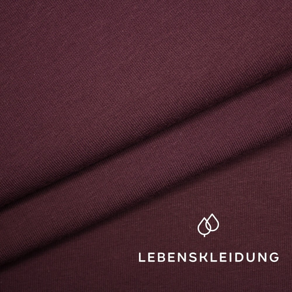 Bio Stretch Jersey Stoff - Weinrot Muster