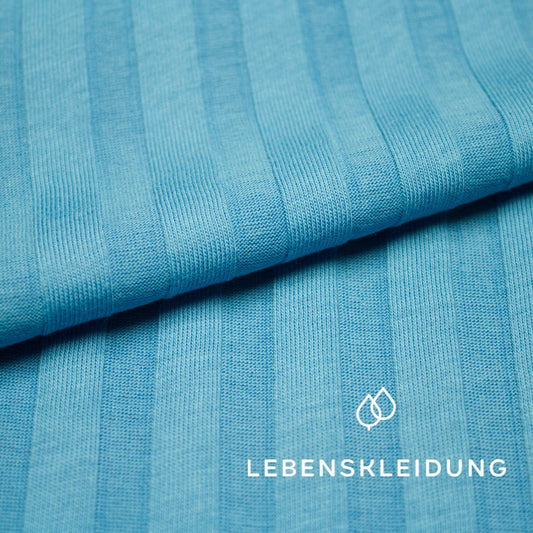 Bio Rippenjersey breit - Silent Blue