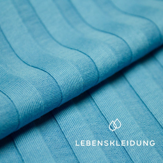 Bio Rippenjersey breit - Silent Blue – Detailansicht