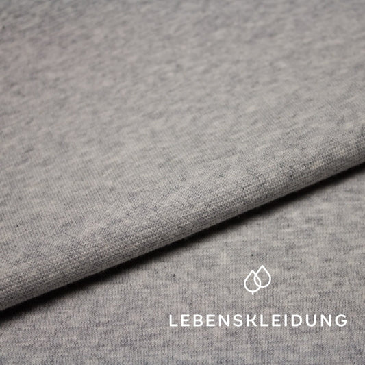 Bio Bündchen Stoff - Grau meliert - hell