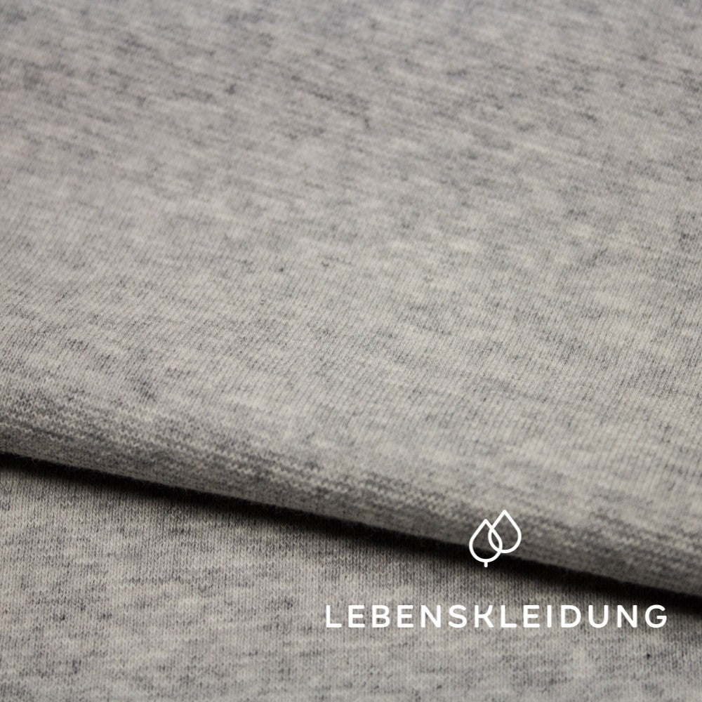 Organic ribbing fabric - grey melange - light sample – Close-up
