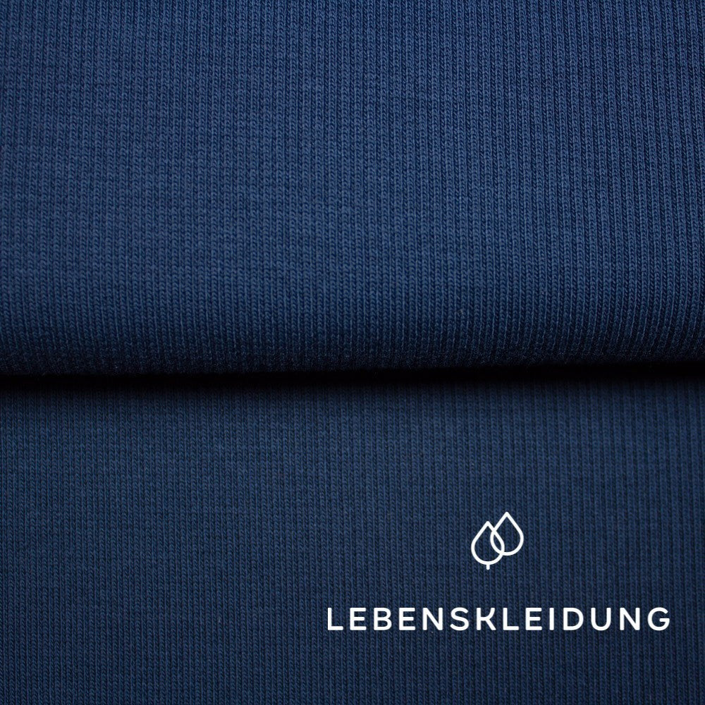 Bio RIB 2x1 (Bündchen) - Navy (hell) Muster – Detailansicht