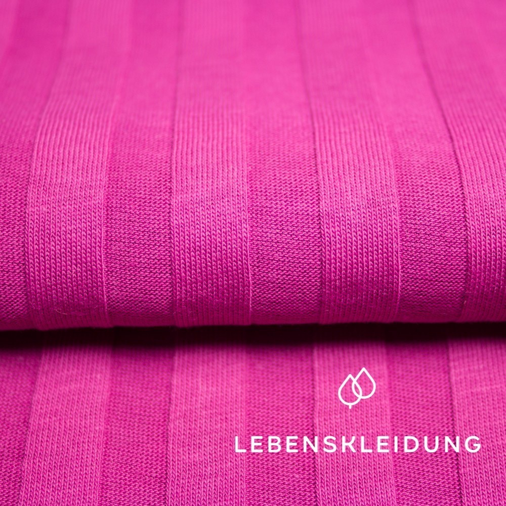 Bio Rippenjersey breit - Fuchsia Pink – Detailansicht