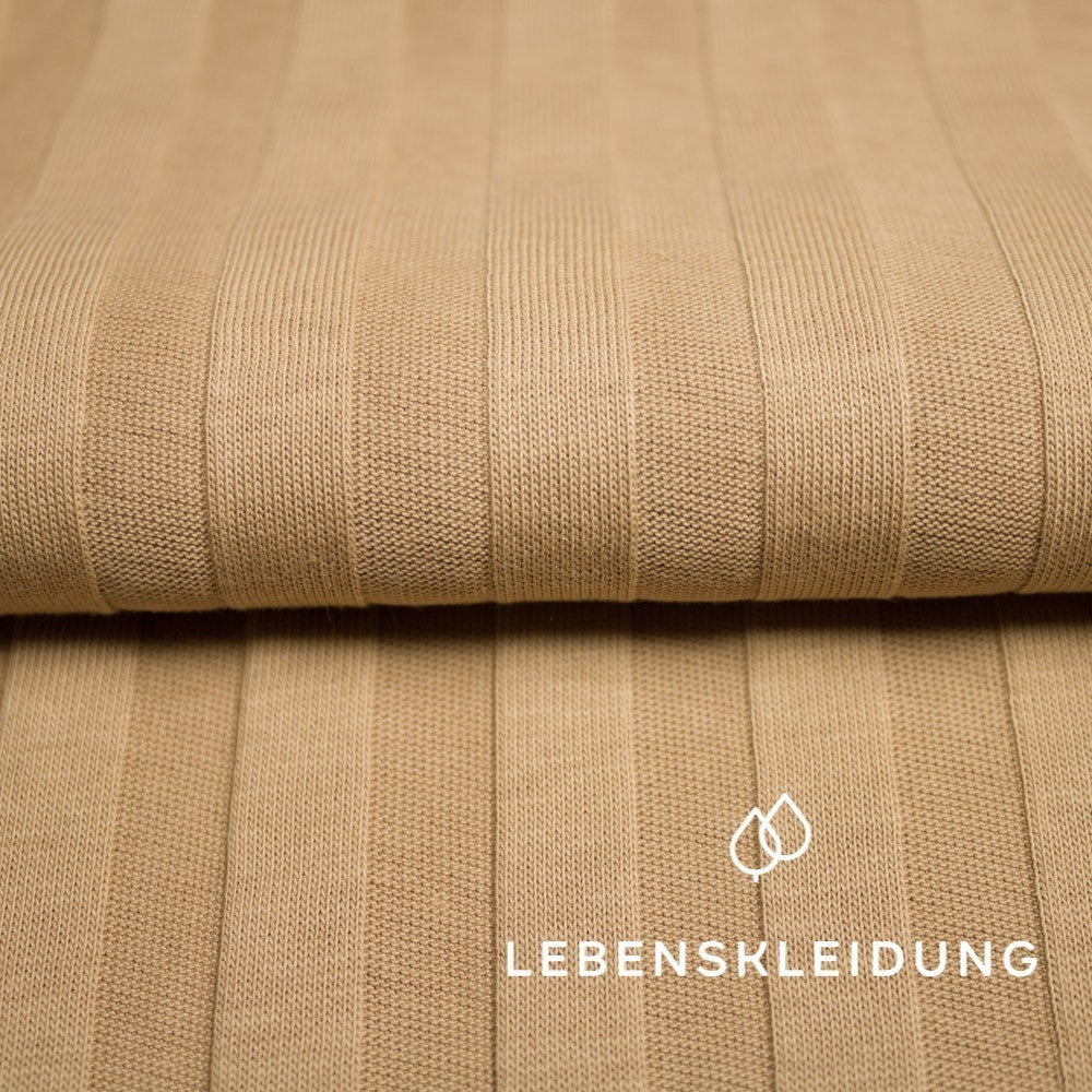 Organic rib jersey, wide - Subtle Hazelnut – Detail view