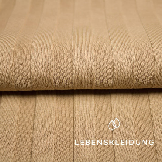Organic rib jersey, wide - Subtle Hazelnut sample – Detail view