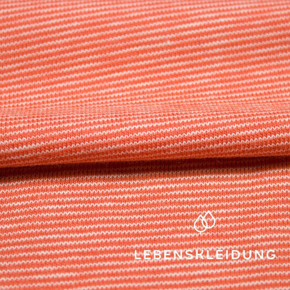 Organic Striped Stretch Jersey - Deep Orange-Ecru sample – Close-up
