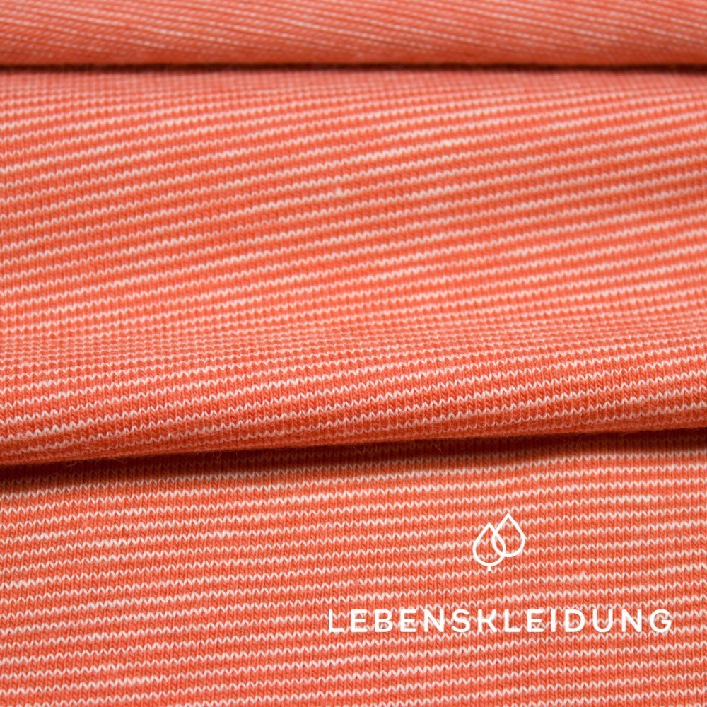 Organic Striped Stretch Jersey - Deep Orange-Ecru sample – Detail view