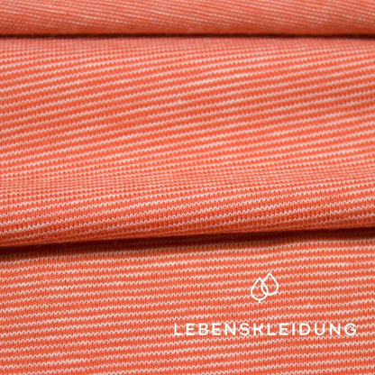 Organic Striped Stretch Jersey - Deep Orange-Ecru sample – Detail view
