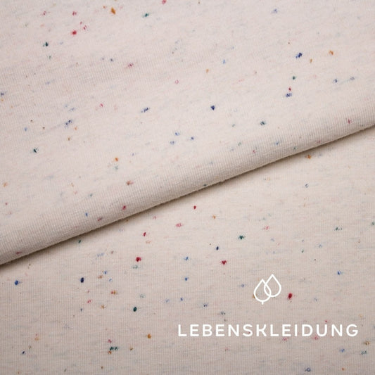 Organic Neps Stretch Jersey - Ecru Multicolored sample