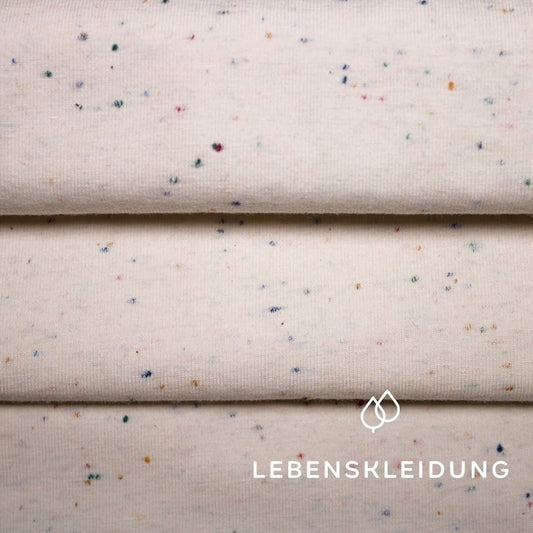 Organic Neps Stretch Jersey - Ecru Multicolored sample – Detail view