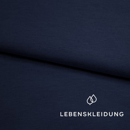 Bio Stretch Jersey Stoff - Navy (hell) Muster – Detailansicht