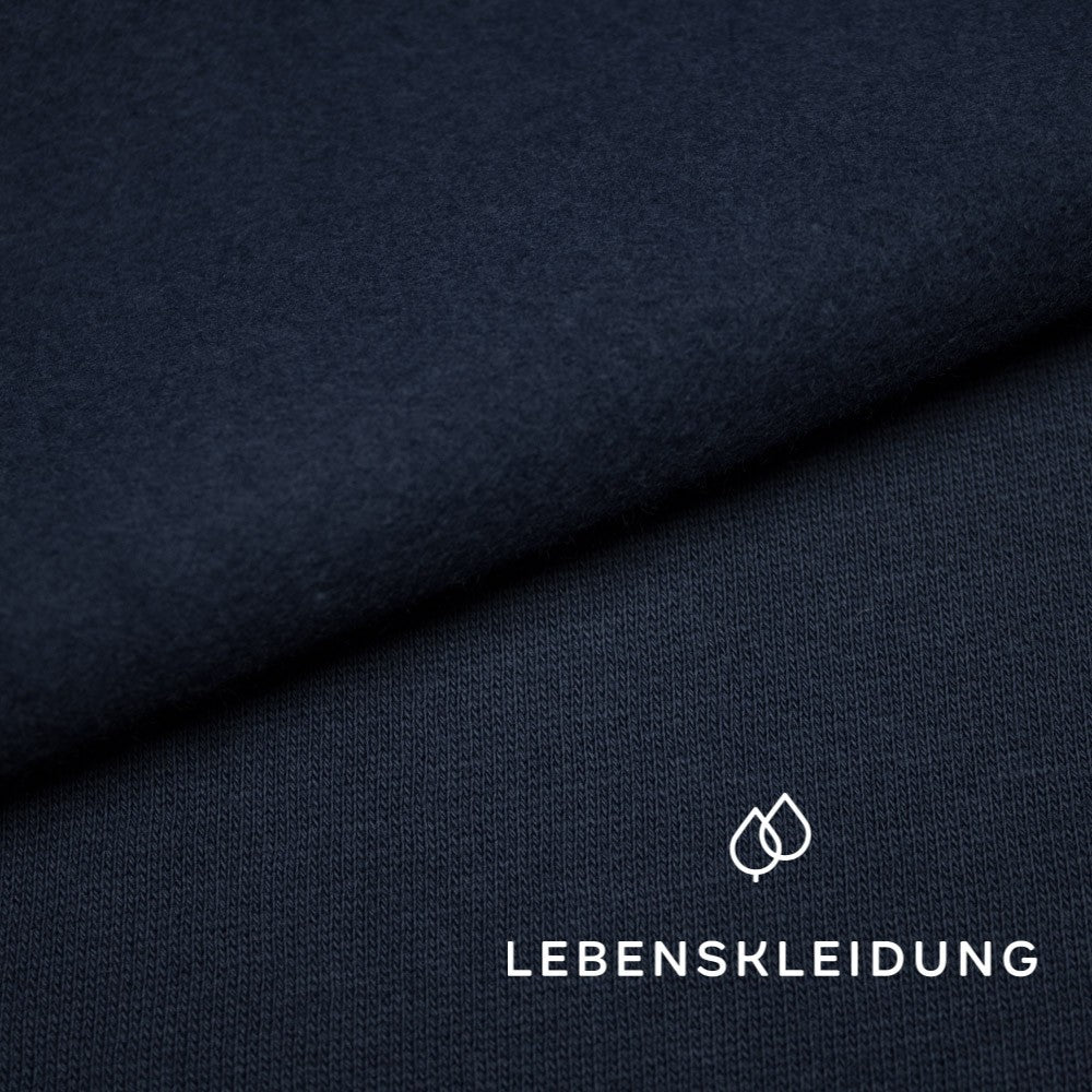 Organic brushed sweatshirt fabric - Navy (light) sample – Detail view