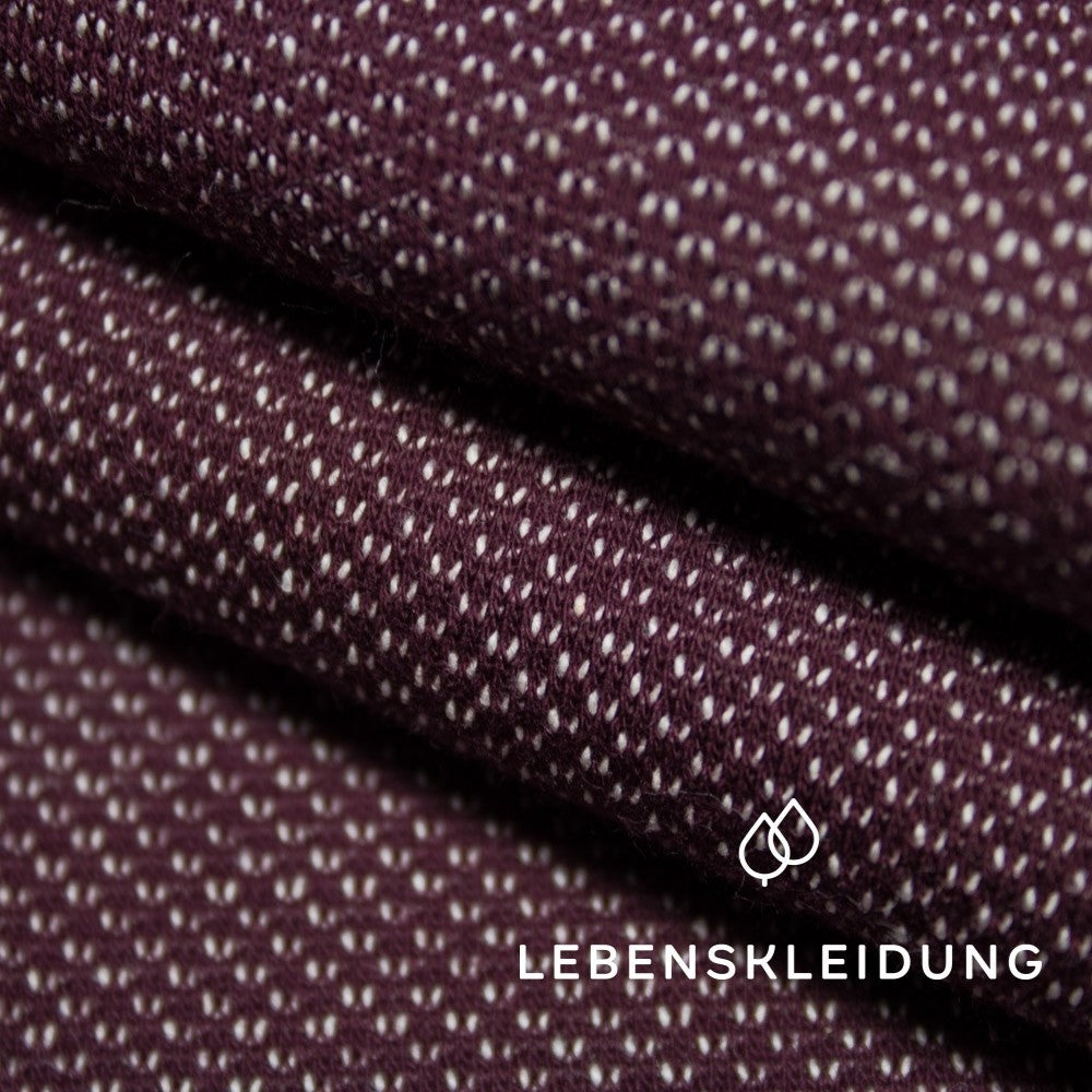 Bio Sweat Zweifarbig Gerauht - Weinrot-Ecru Muster – Detailansicht