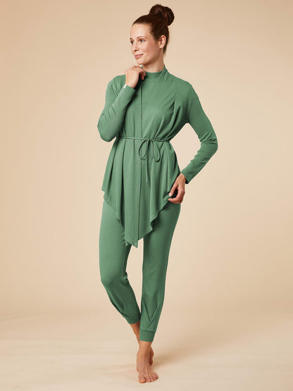 Re-Life Performance Interlock Stoff mit Ecovero Grün