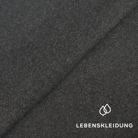 Re-Life Gebrushter Stretch Jersey mit recycelter Baumwolle und Polyacryl - Schwarz meliert - Bild 1