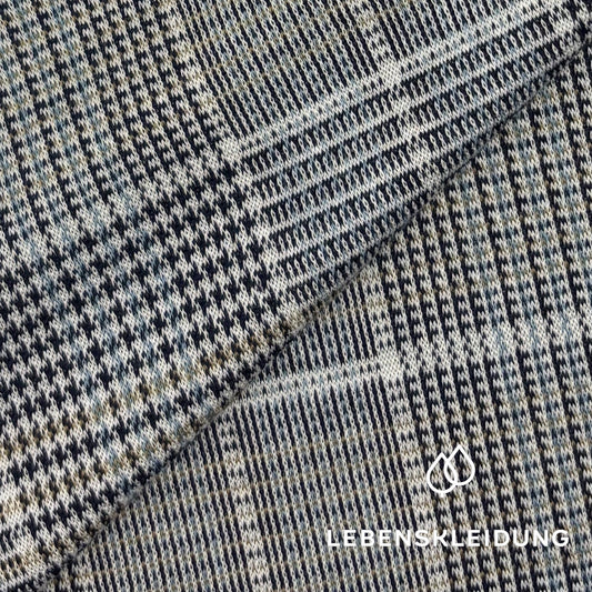 Re-Life Doubleface Jacquard Interlock aus 100% Baumwolle - Ecru Navy Senf Azur - Bild 1