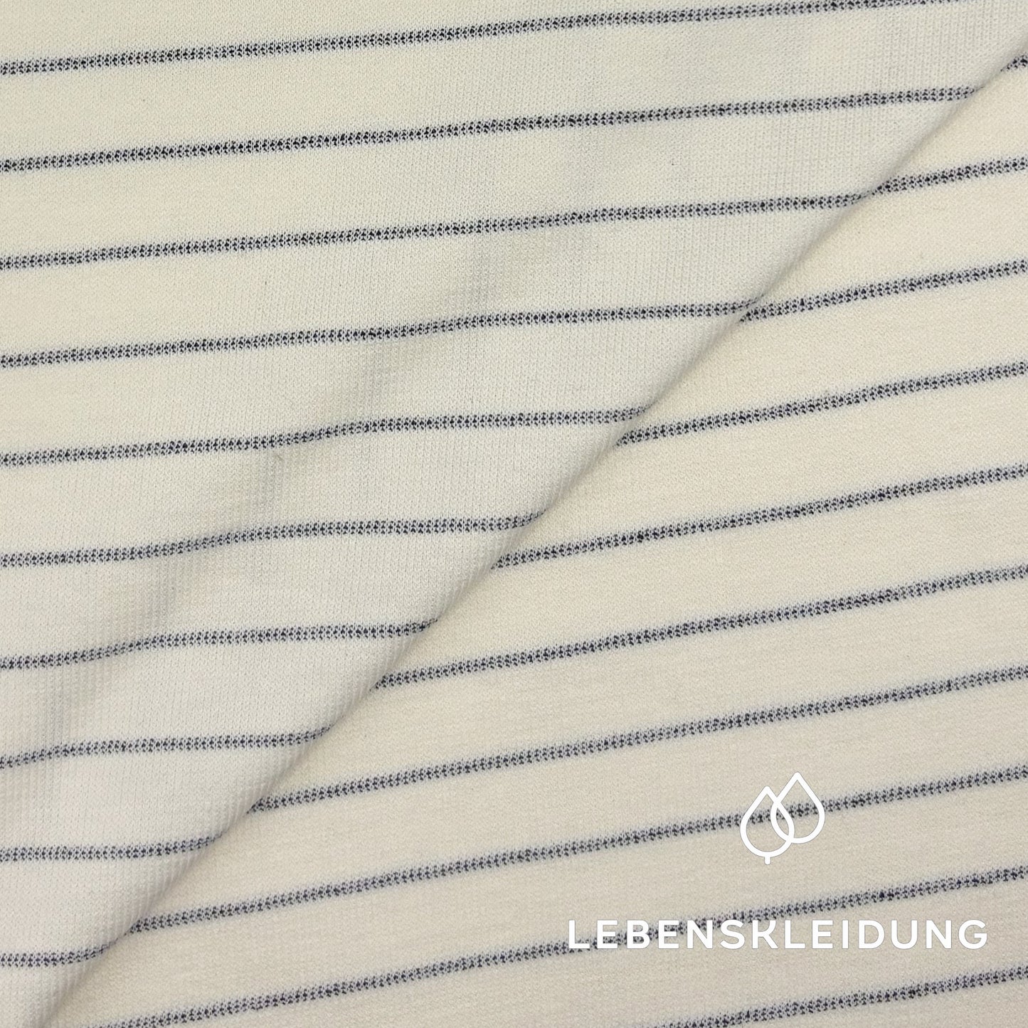 Re-Life Gestreifter Single Jersey - Ecru/ Natural - Navy - Bild 1