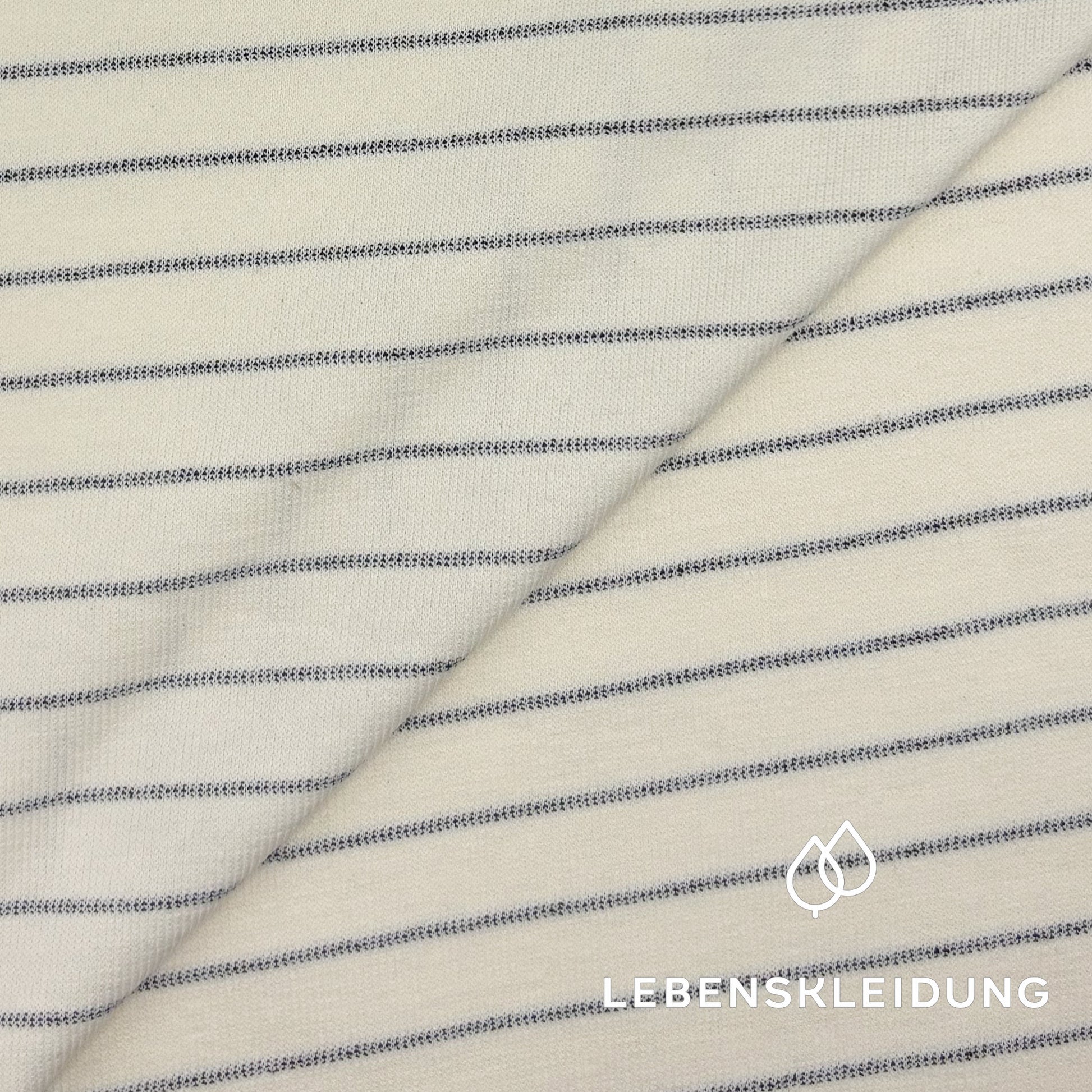 Re-Life Gestreifter Single Jersey - Ecru/ Natural - Navy - Bild 1