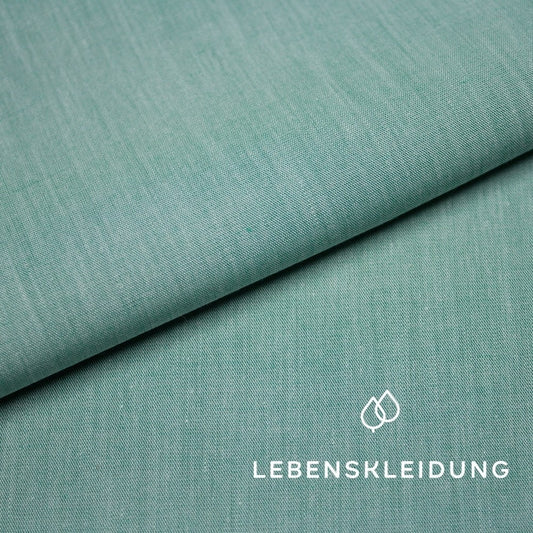 Bio Chambray - Natur-Grün Muster