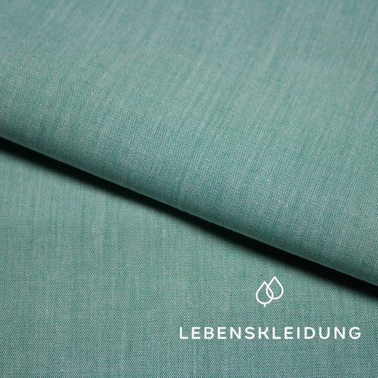 Bio Chambray - Natur-Grün Muster – Detailansicht
