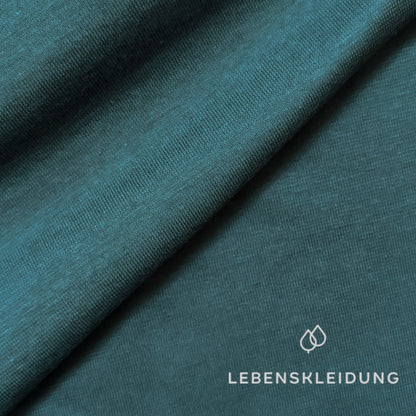 Bio Single Jersey Stoff - Teal Muster