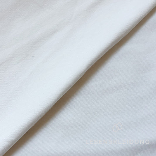Organic stretch jersey fabric - white without optical brighteners, patterned
