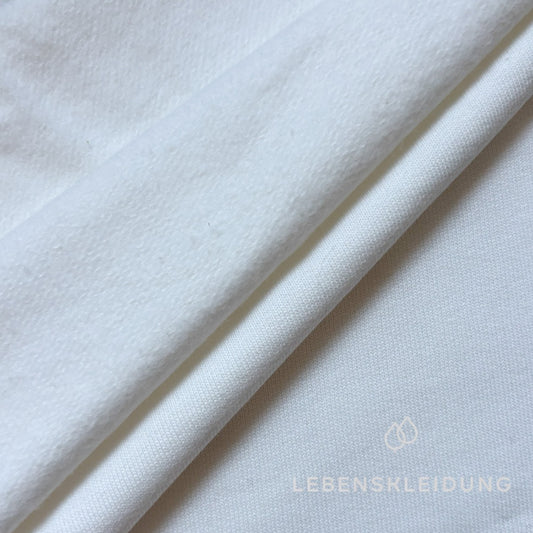 Bio Sweat Stoff gerauht - Weiß ohne optische Aufheller
