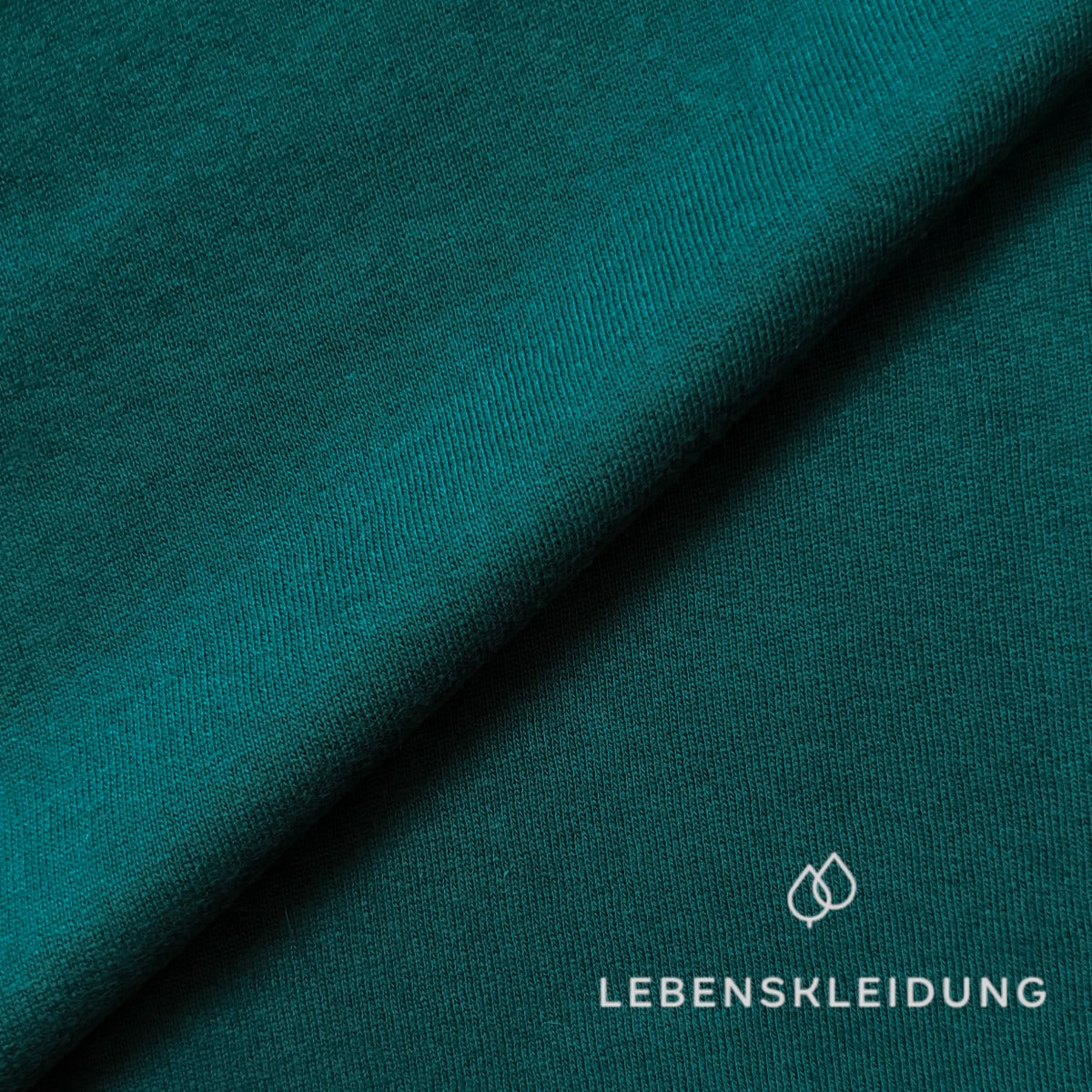 Organic brushed sweatshirt fabric - Teal sample – Close-up