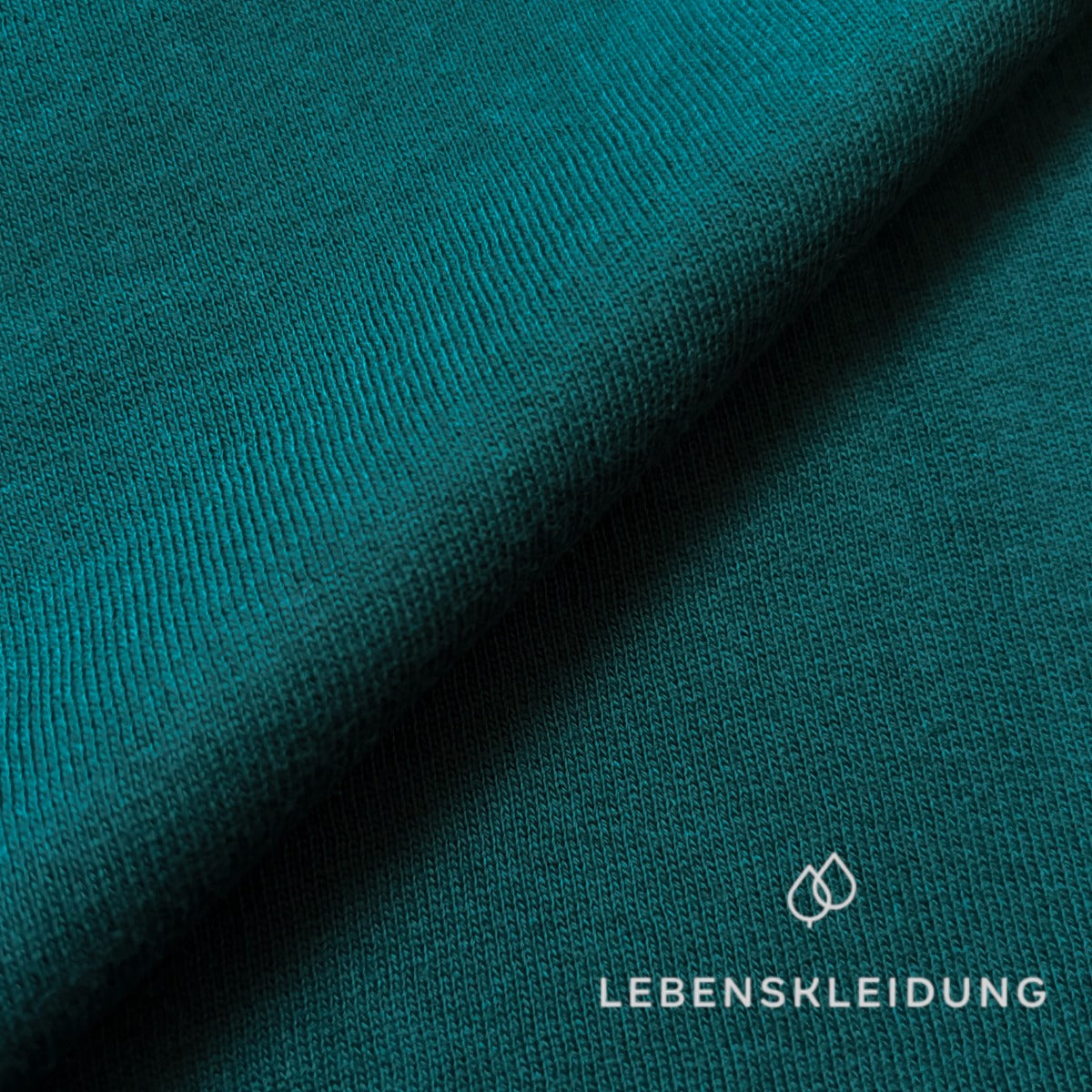 Organic brushed sweatshirt fabric - Teal sample – Detail view