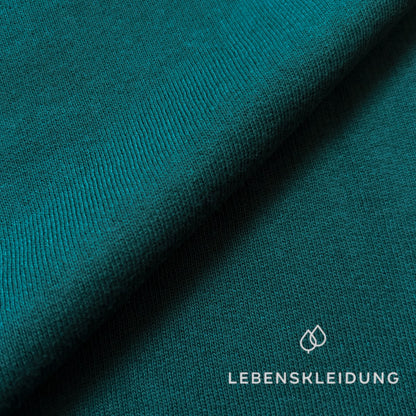 Organic brushed sweatshirt fabric - Teal sample – Detail view