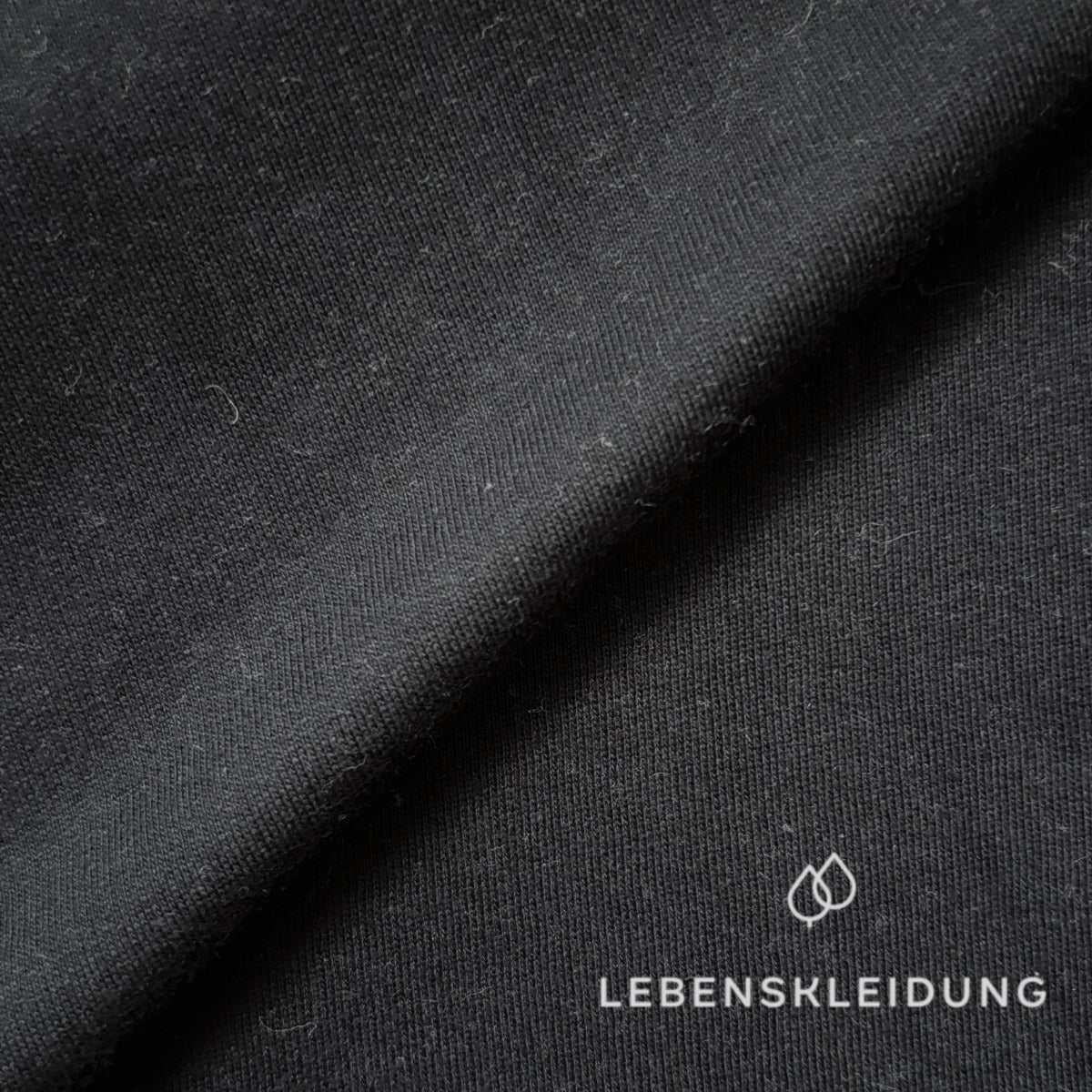 Bio Sweat Stoff gerauht - Black – Detailansicht