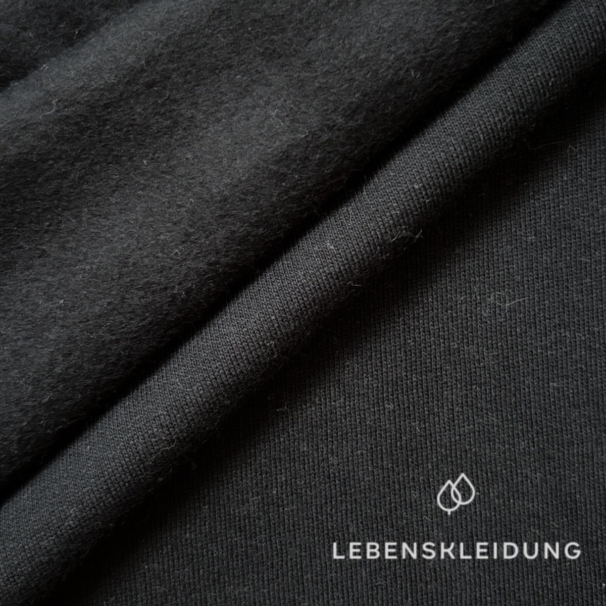 Organic brushed sweatshirt fabric - Black sample – Detail view