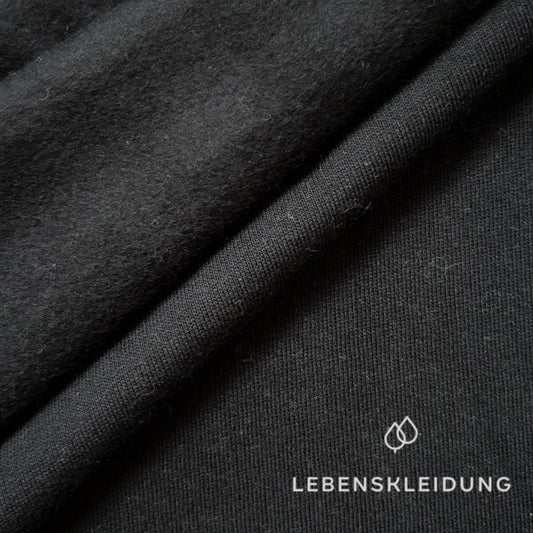Organic brushed sweatshirt fabric - Black sample – Detail view