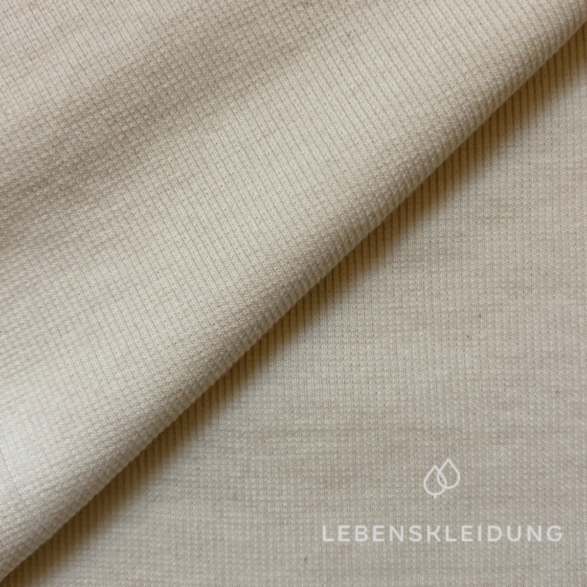 Tissu côtelé bio en tube, 40 cm (80 cm ouvert) - échantillon naturel