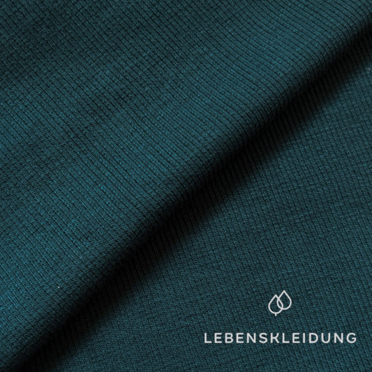 Organic rib knit in a tube, 40 cm (80 cm open) - Teal sample