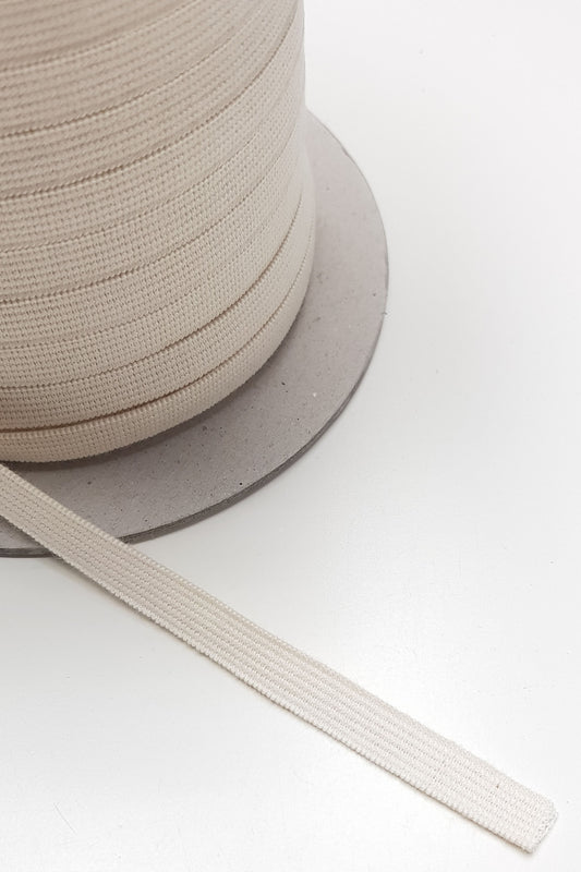 Bio Einziehgummiband - 9,5 mm - ecru - stark *GANZE ROLLE*
