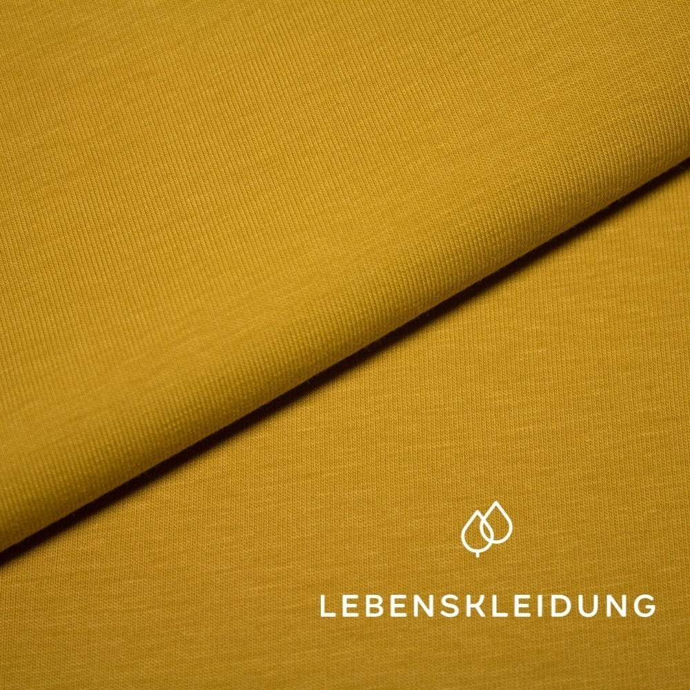 Organic Stretch Jersey Fabric - Golden Yellow sample