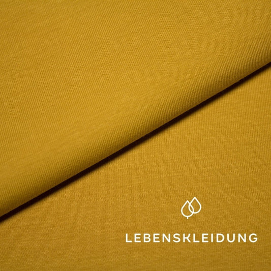 Organic Stretch Jersey Fabric - Golden Yellow sample