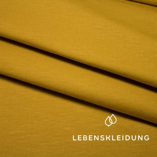 Organic Stretch Jersey Fabric - Golden Yellow sample – Detail view
