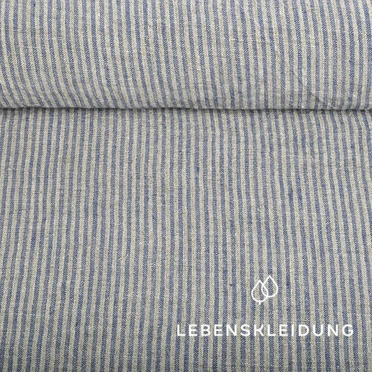 Tessuto di lino - Beige natura a righe sample